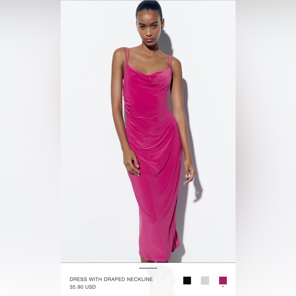 Zara Draped Neckline Midi Dress